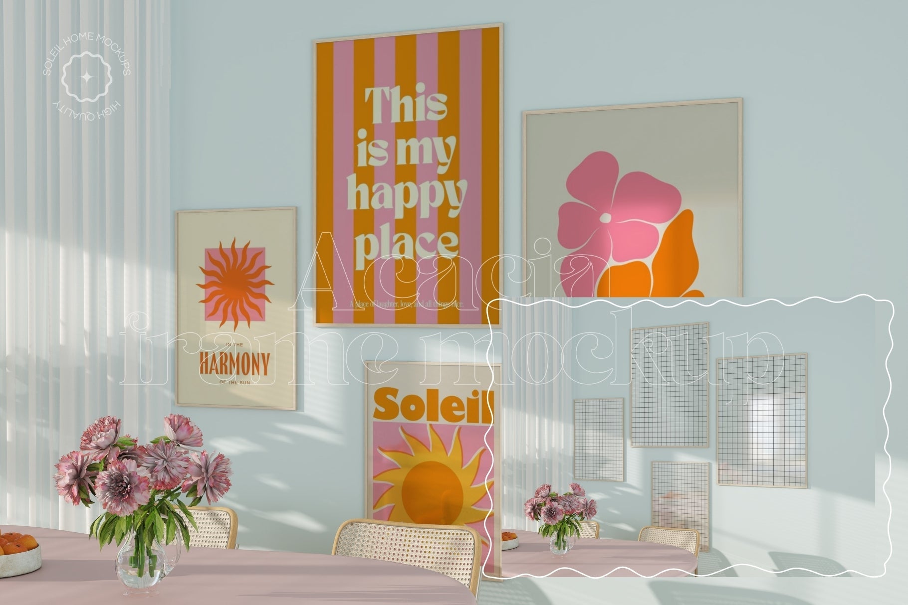 ACACIA | Dining room frame mockup SET - SoleilHomeMockups