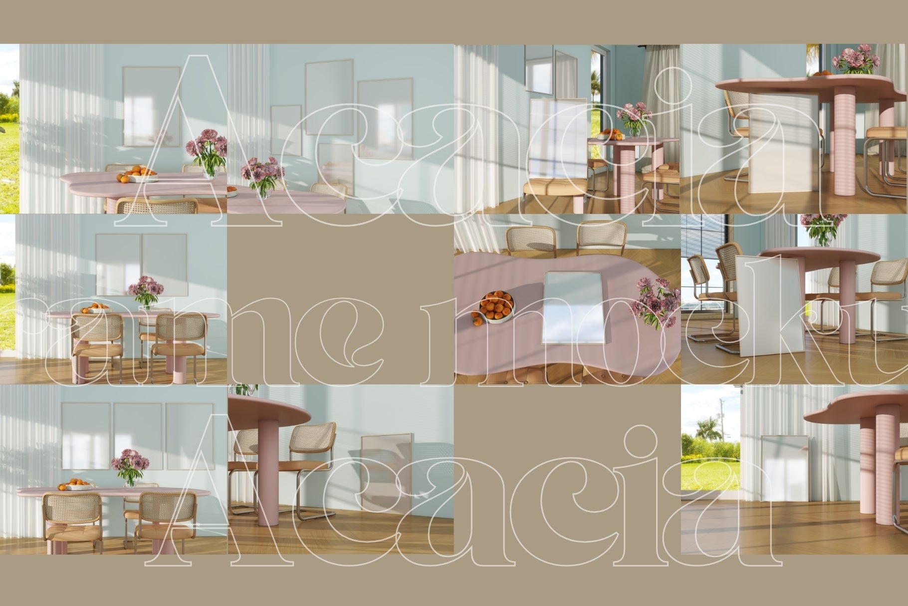 ACACIA | Dining room frame mockup SET - SoleilHomeMockups