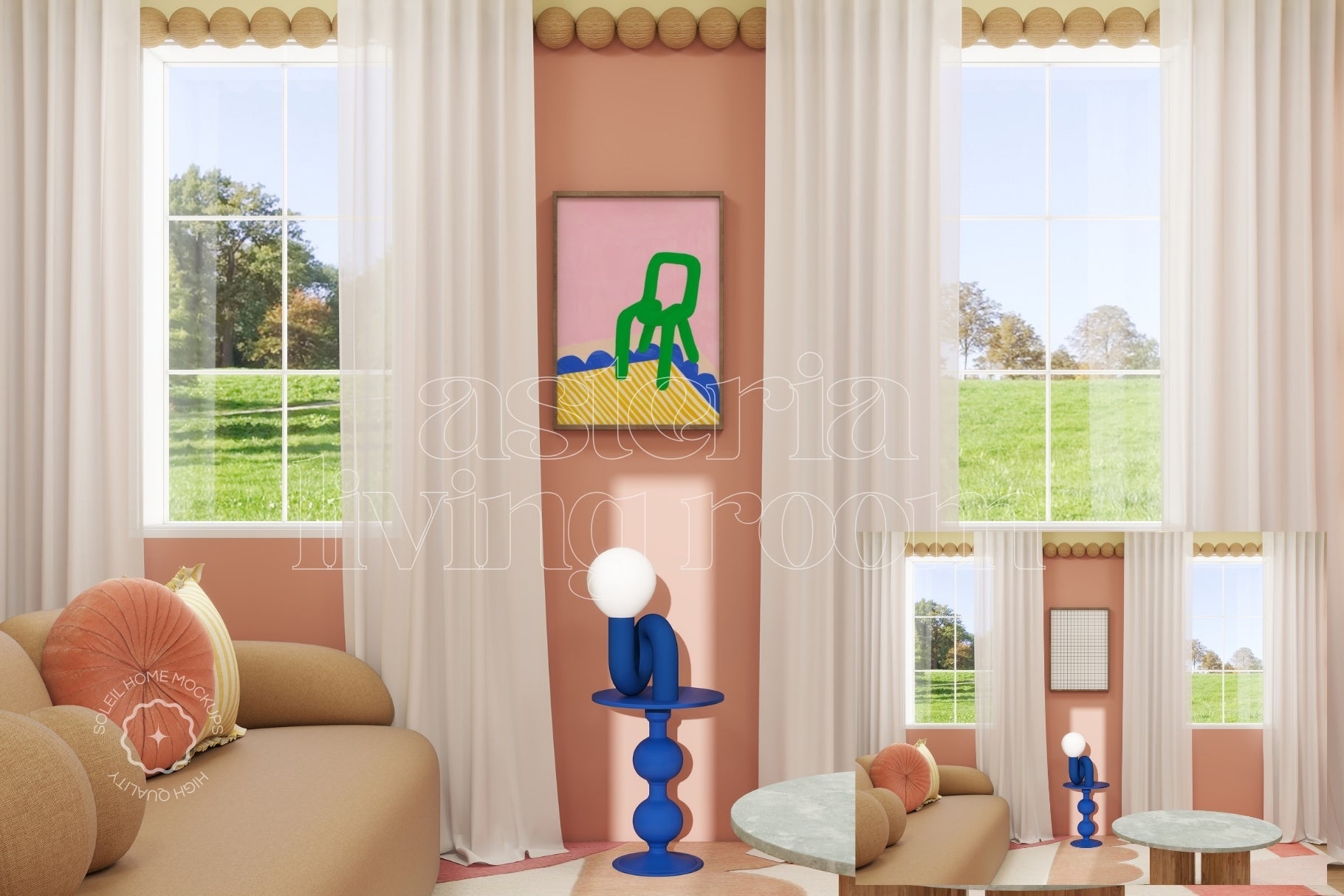 ASTERIA | Living room frame mockup SET - SoleilHomeMockups