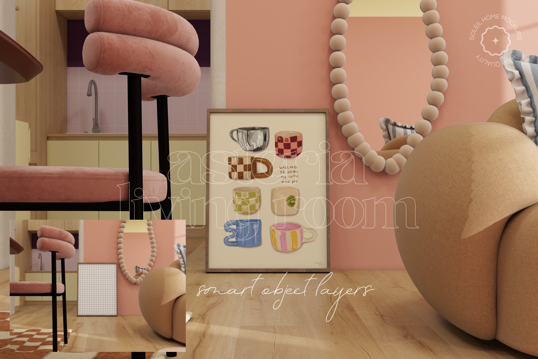 ASTERIA | Living room frame mockup SET - SoleilHomeMockups