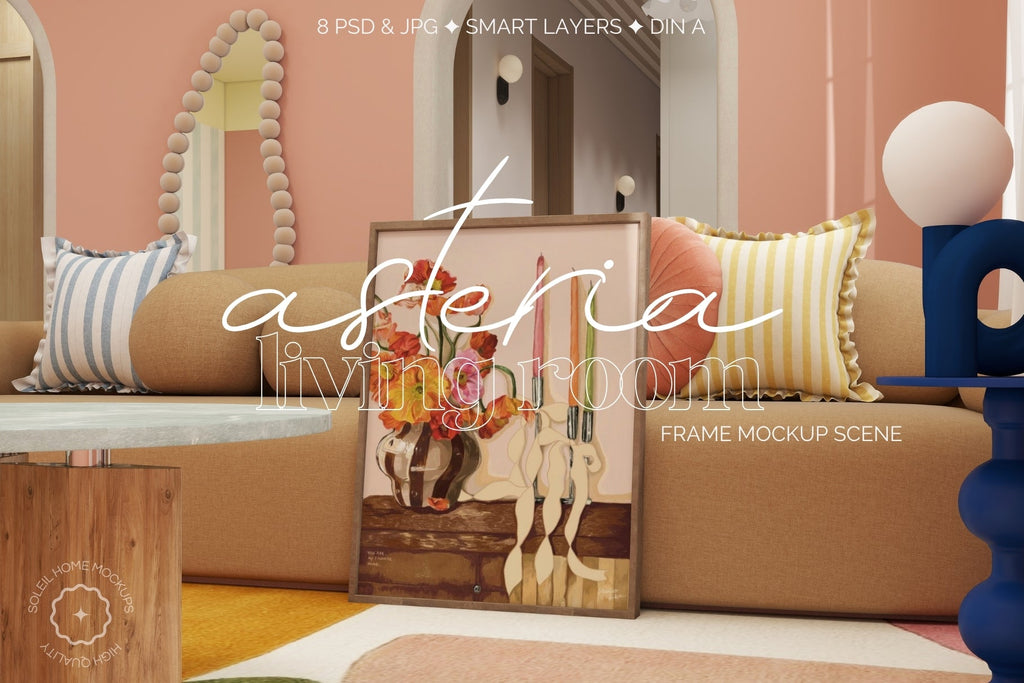 ASTERIA | Living room frame mockup SET - SoleilHomeMockups
