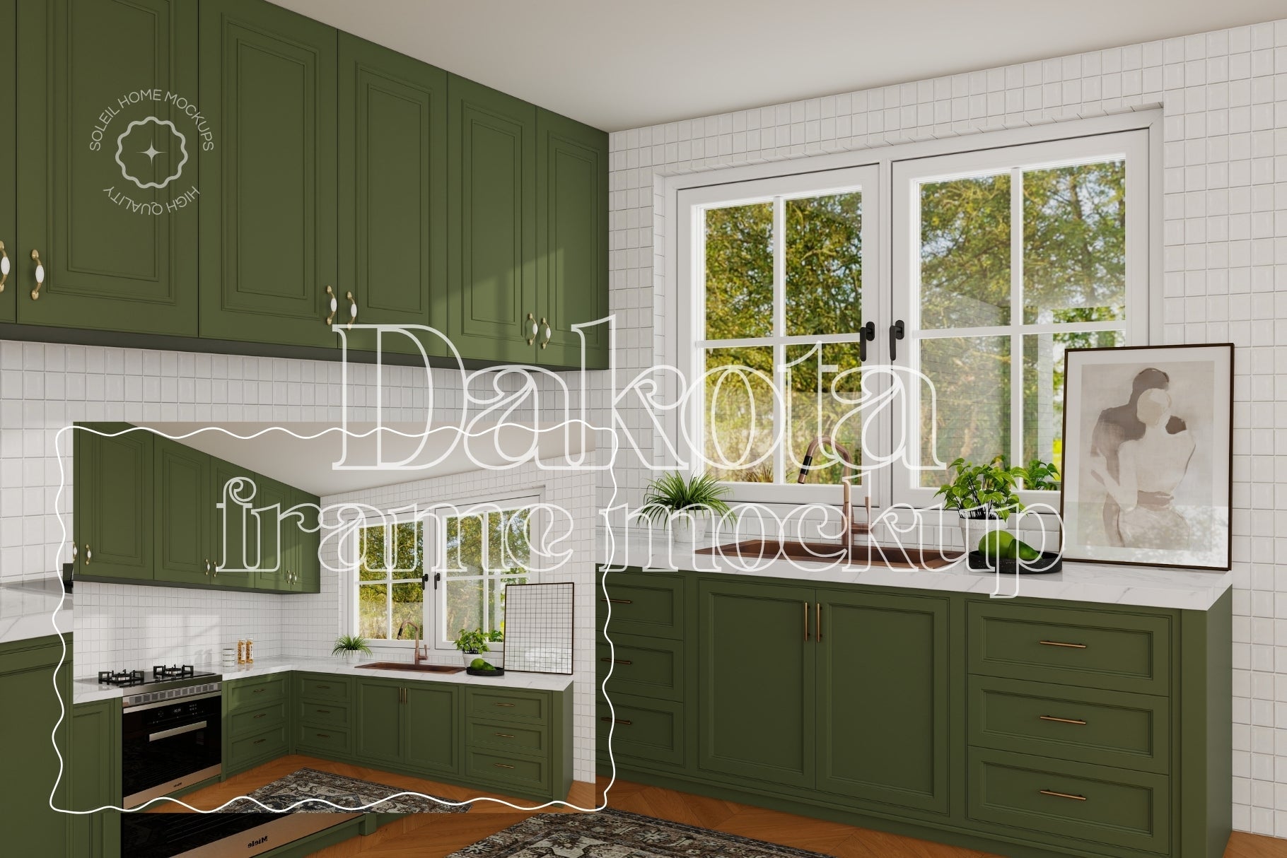 DAKOTA | Cottage kitchen frame mockup SET - SoleilHomeMockups