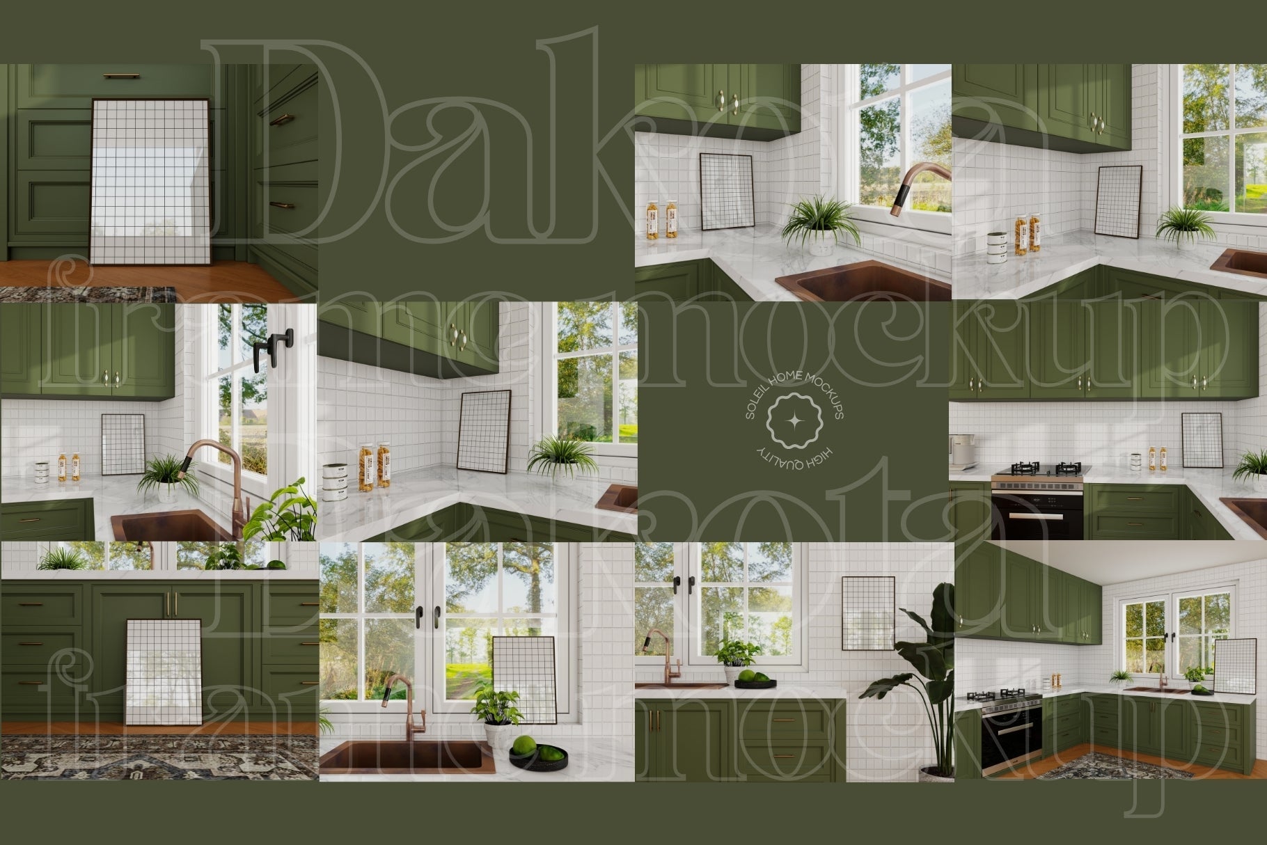 DAKOTA | Cottage kitchen frame mockup SET - SoleilHomeMockups