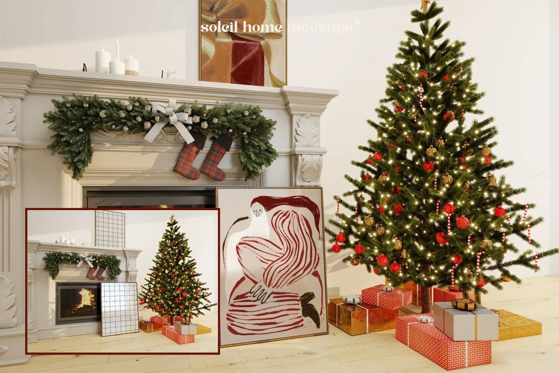 HOLLY | Christmas frame mockup SET - SoleilHomeMockups