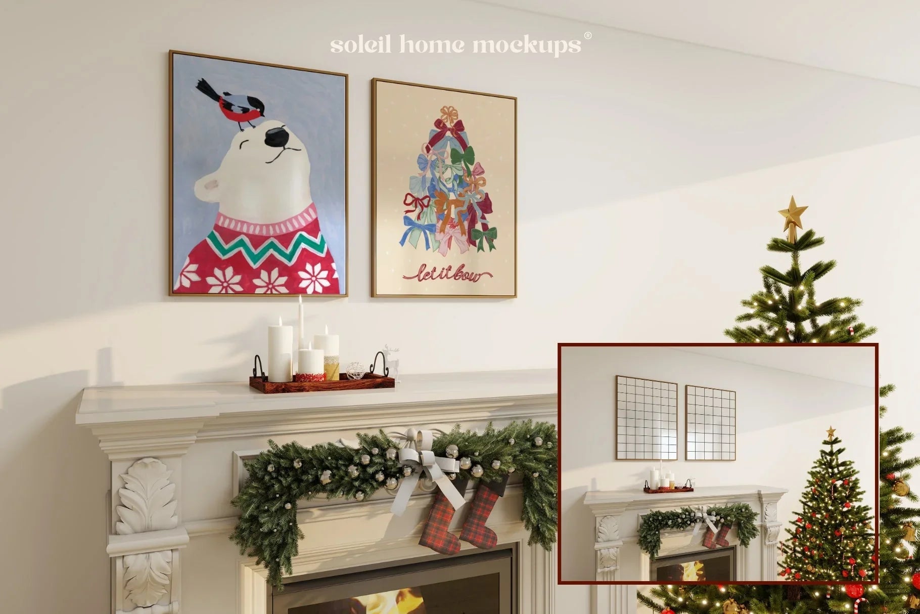 HOLLY | Christmas frame mockup SET - SoleilHomeMockups