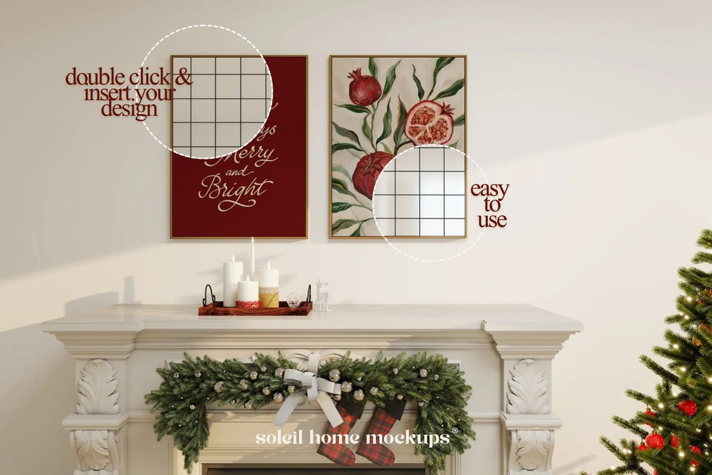 HOLLY | Christmas frame mockup SET - SoleilHomeMockups