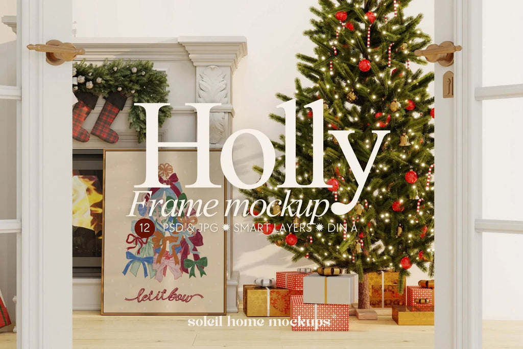 HOLLY | Christmas frame mockup SET - SoleilHomeMockups