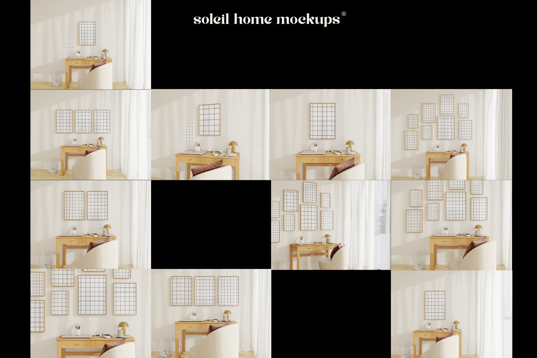 NEVA | Office frame mockup set - SoleilHomeMockups